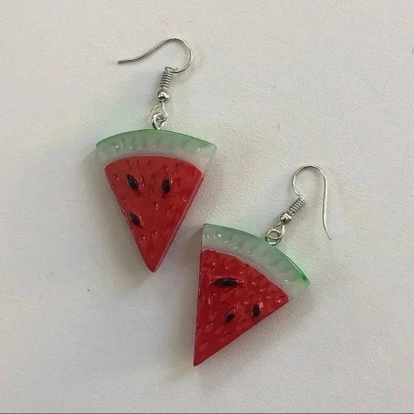 3 for $25/ Fun Funny Watermelon Wedge Fruit Fruity Resin Earrings NWT - Picture 1 of 3